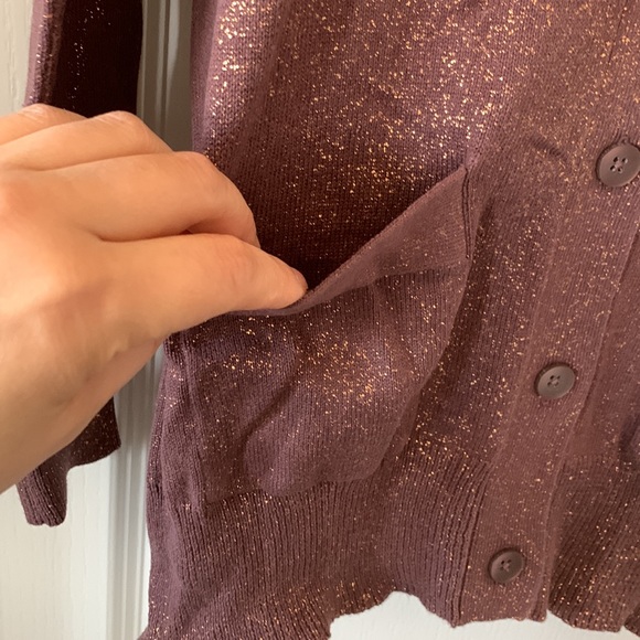 NWT LOFT Gold Sparkle Cardigan Sweater - Picture 9 of 15